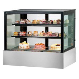 Bonvue Black Trim Square Glass Cake Display - SSU180-2XB