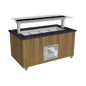 Culinaire 5 module  Stone Top and Joinery Panels Refrigerated Island Buffet -Painted Centre Section- No Fixings - CR.IBGJ.CWCF.U.GSB.5